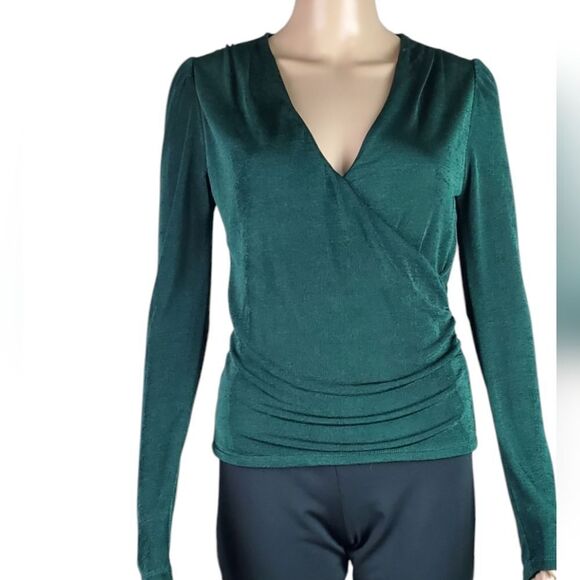 Evereve Jewel Green Wrap Top - Picture 1 of 7